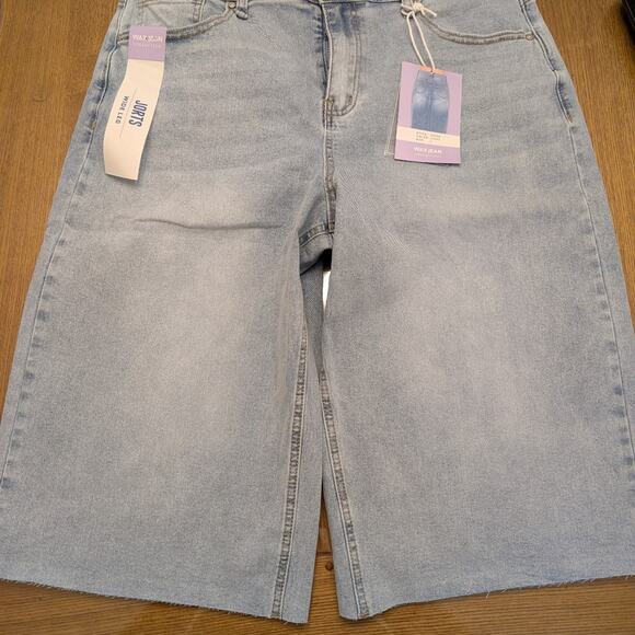 Women's WAX Jean Wide Leg Jorts Light blue Size Multipule - Picture 1 of 8